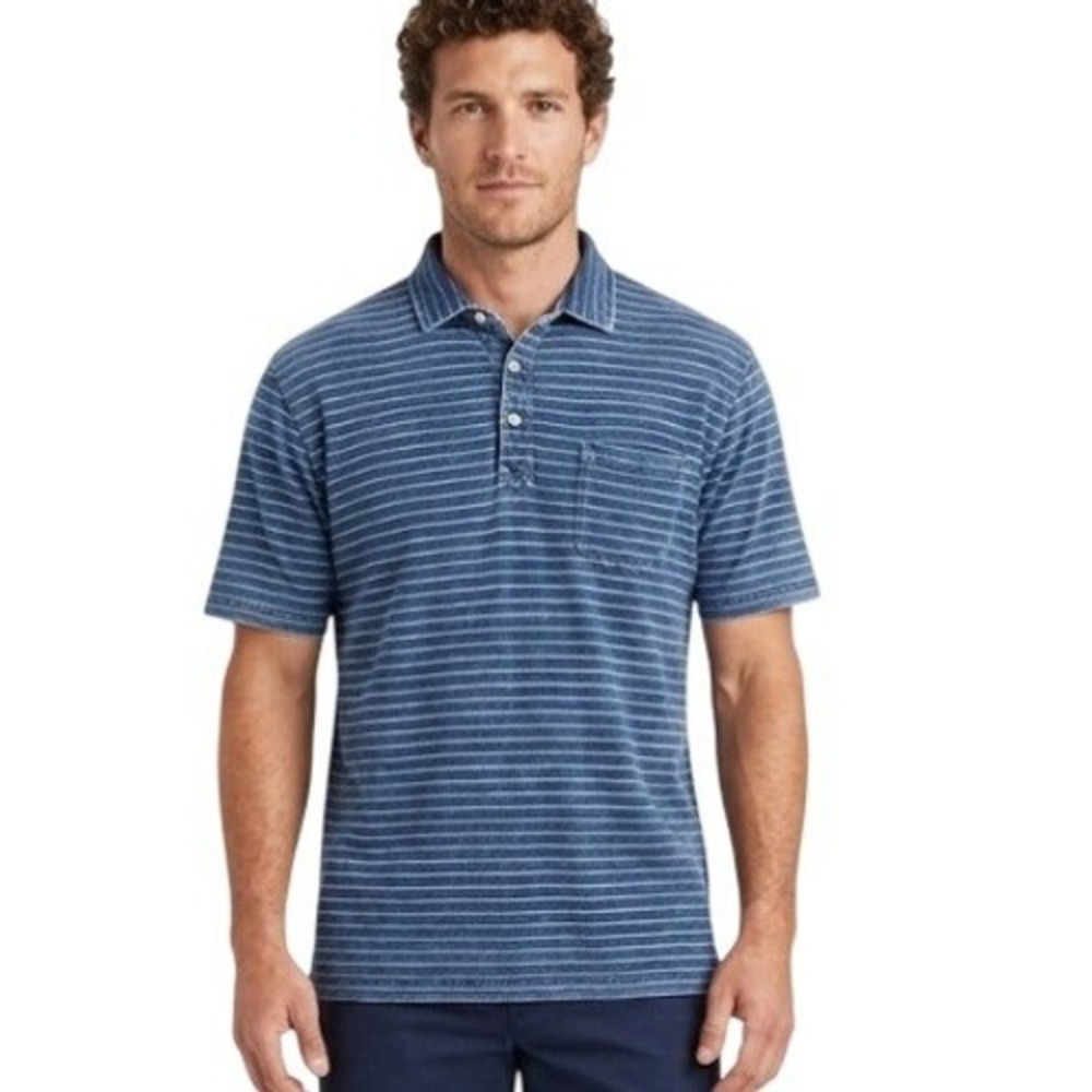 Peter Millar Striped Navy Polo Shirt Mens XLarge Casual Golf Cotton Classic Fit